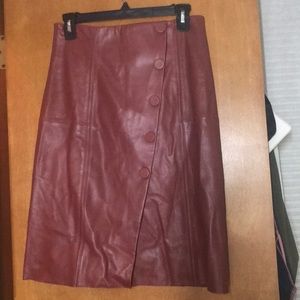 Antonio melani red leather skirt